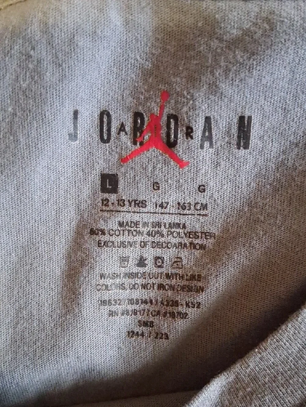 Nike Jordan Long Sleeve Tee in Gray with White Jumpman Graphic